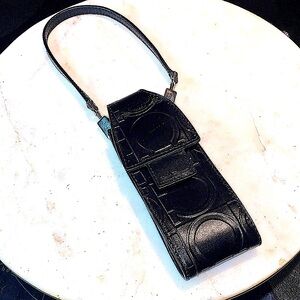 SALVATORE FERRAGAMO WRISTLET MINI POUCH BLACK LEATHER GANCINI